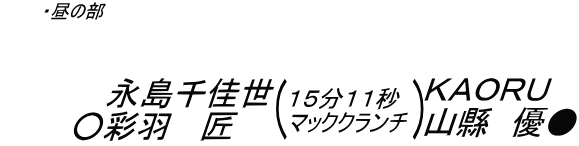 ２０１８年１０月８日昼の部