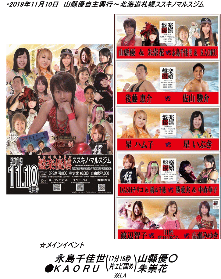 2019年11月10日山縣優自主興行の結果 2019年11月10日山縣優自主興行の結果