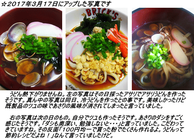 2017年3月17日のうどんの写真 2017年3月17日のうどんの写真